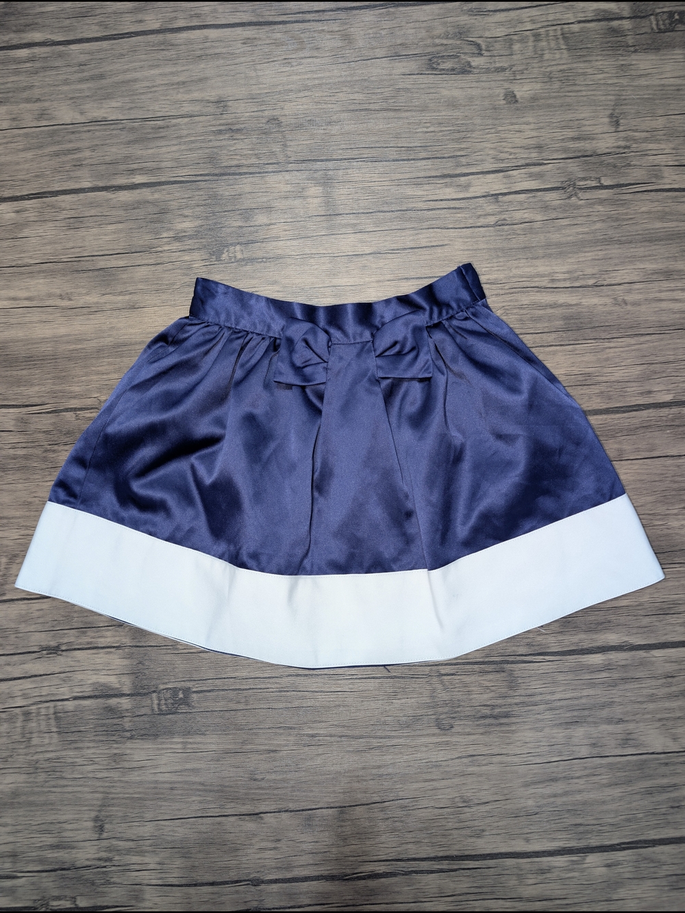 Janie And Jack Girls Skirt Size 5 Dark Blue & White With Bow
